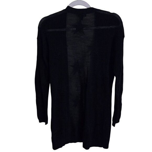 Talbots Open Front Cardigan Navy Sustainable Cotton Tone On Tone Stars Size P/S - Picture 3 of 7